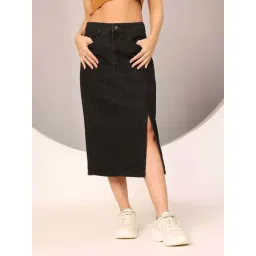 Dolce Crudo Black Straight Fit Skirt-picture-30