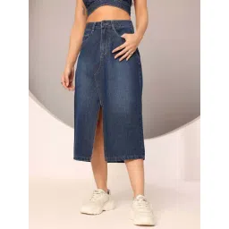 Dolce Crudo Blue A-Line Fit Skirt-picture-33