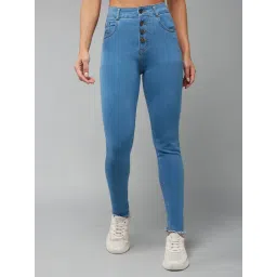 DOLCE CRUDO Blue Denim Skinny Fit High Rise Jeans-picture-27