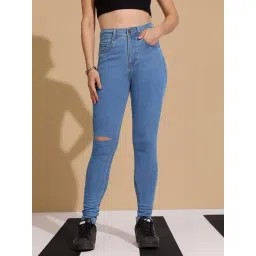 Dolce Crudo Blue Flare Fit Distressed Jeans-picture-36