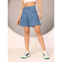 Dolce Crudo Blue Flared Fit Shorts-picture-40