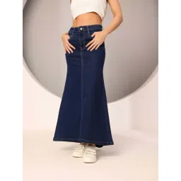 Dolce Crudo Blue Flared Fit Skirt-picture-24