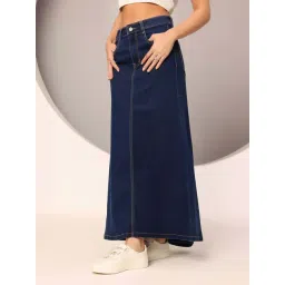 Dolce Crudo Blue Flared Fit Skirt-picture-36