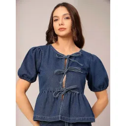 Dolce Crudo Blue Flared Fit Top-picture-28