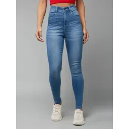 DOLCE CRUDO Blue High Rise Stretchable Jeans-picture-43