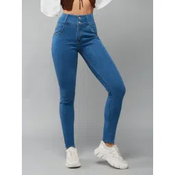 DOLCE CRUDO Blue High Rise Stretchable Jeans-image-33
