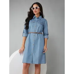 DOLCE CRUDO Blue Knee Length Dress-picture-31