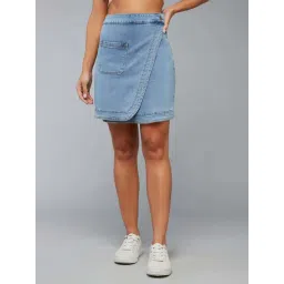 Dolce Crudo Blue Regular Fit Skirt-picture-45