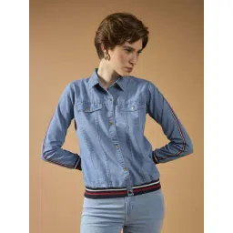 Dolce Crudo Blue Relaxed Fit Striped Jacket-picture-28