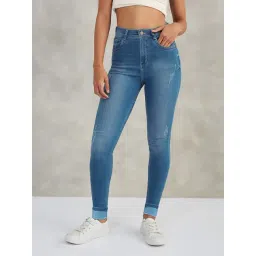 Dolce Crudo Blue Skinny Fit Distressed Jeans-picture-35