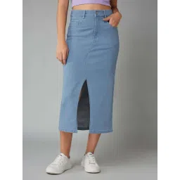 Dolce Crudo Blue Straight Fit Skirt-picture-25