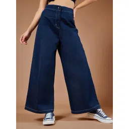 DOLCE CRUDO Dark Blue Relaxed Fit High Rise Jeans-picture-27