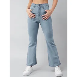 DOLCE CRUDO Darkened Clouds Women Blue Bootcut High-Rise Light Fade Stretchable Jeans-picture-25