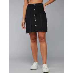 DOLCE CRUDO Denim A-Line Mini Skirt-picture-19