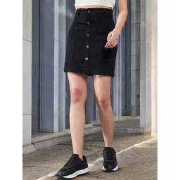 DOLCE CRUDO Denim A-Line Mini Skirt-picture-17