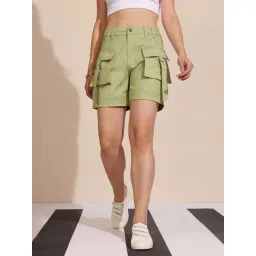 Dolce Crudo Green Flared Fit Shorts-picture-39