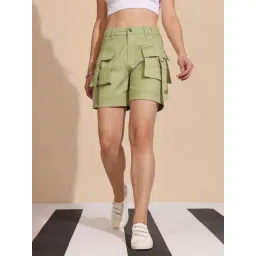 Dolce Crudo Green Flared Fit Shorts-picture-10