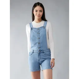 DOLCE CRUDO Light Blue Cotton Denim Dungaree-picture-17