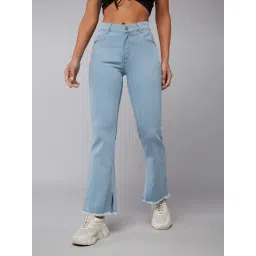 DOLCE CRUDO Light Blue Denim Regular Fit High Rise Jeans-picture-35