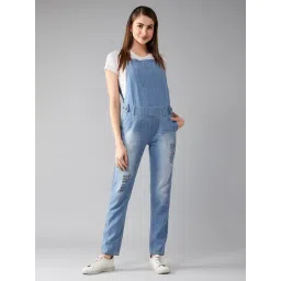 DOLCE CRUDO Light Blue Distressed Denim Dungaree-picture-20