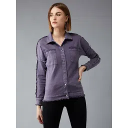 DOLCE CRUDO Lilac Distressed Denim Jacket-picture-20