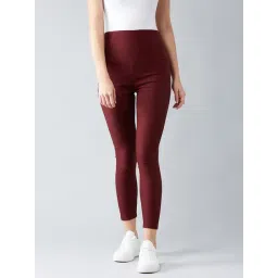 DOLCE CRUDO Maroon Slim Fit Treggings-image-7
