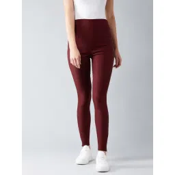DOLCE CRUDO Maroon Slim Fit Treggings-image-8