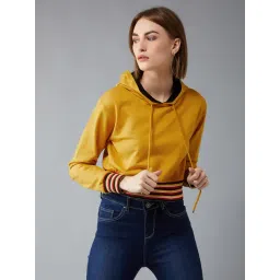DOLCE CRUDO Mustard Relaxed Fit Crop Sweatshirt-picture-15