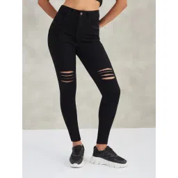 Dolce Crudo Navy Blue Flare Fit Distressed Jeans-picture-44