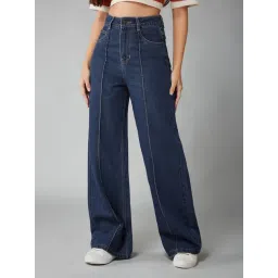 Dolce Crudo Navy Blue Flare Fit Jeans-picture-17