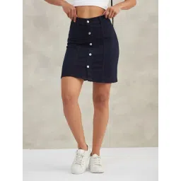 Dolce Crudo Navy Blue Flare Fit Skirt-picture-21
