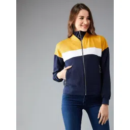 DOLCE CRUDO Navy Color Blocked Jacket-picture-14