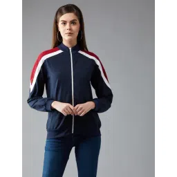 DOLCE CRUDO Navy Color Blocked Jacket-picture-23