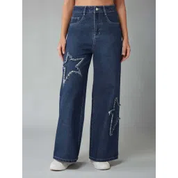 Dolce Crudo Navy Flared Fit Distressed Jeans-picture-24