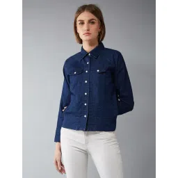 DOLCE CRUDO Navy Relaxed Fit Denim Jacket-picture-13