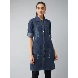 Dolce Crudo Navy Relaxed Fit Distressed Jacket-picture-24