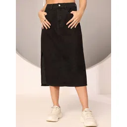 DOLCE CRUDO Straight High Rise Clean Look Stretchable Scarlet Bloom Midi Skirt-picture-30