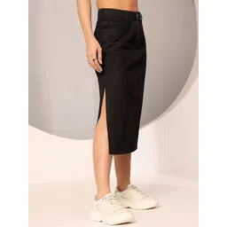 DOLCE CRUDO Straight Midi Slit Skirt-picture-32