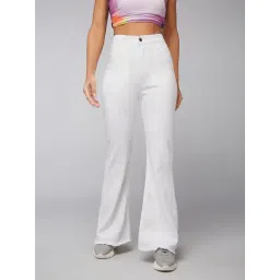 DOLCE CRUDO White Denim Regular Fit High Rise Jeans-picture-23