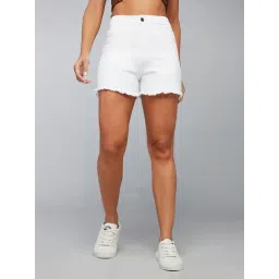 DOLCE CRUDO White Denim Regular Fit High Rise Shorts-picture-21