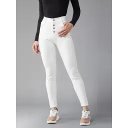 DOLCE CRUDO White Denim Skinny Fit High Rise Jeans-picture-43