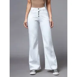 DOLCE CRUDO White Flared Fit High Rise Stretchable Jeans-picture-37