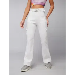 DOLCE CRUDO White High Rise Stretchable Cargo Jeans-picture-30