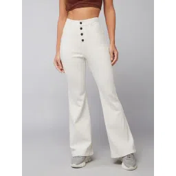 DOLCE CRUDO White High Rise Stretchable Jeans-picture-27