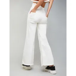 DOLCE CRUDO White High Rise Stretchable Jeans image 4