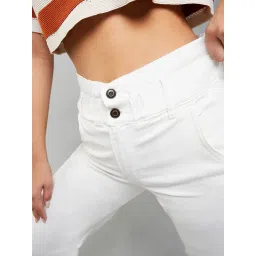 DOLCE CRUDO White High Rise Stretchable Jeans image 5