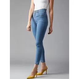 DOLCE CRUDO Women Blue Skinny Fit High-Rise Clean Look Stretchable Jeans-picture-11