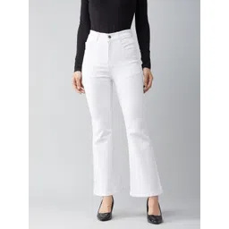 dolce crudo Women Boot-Leg High Rise White Jeans-picture-12