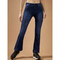 DOLCE CRUDO Women Bootcut Light Fade Stretchable Jeans-picture-28