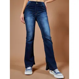 DOLCE CRUDO Women Bootcut Light Fade Stretchable Jeans-picture-30
